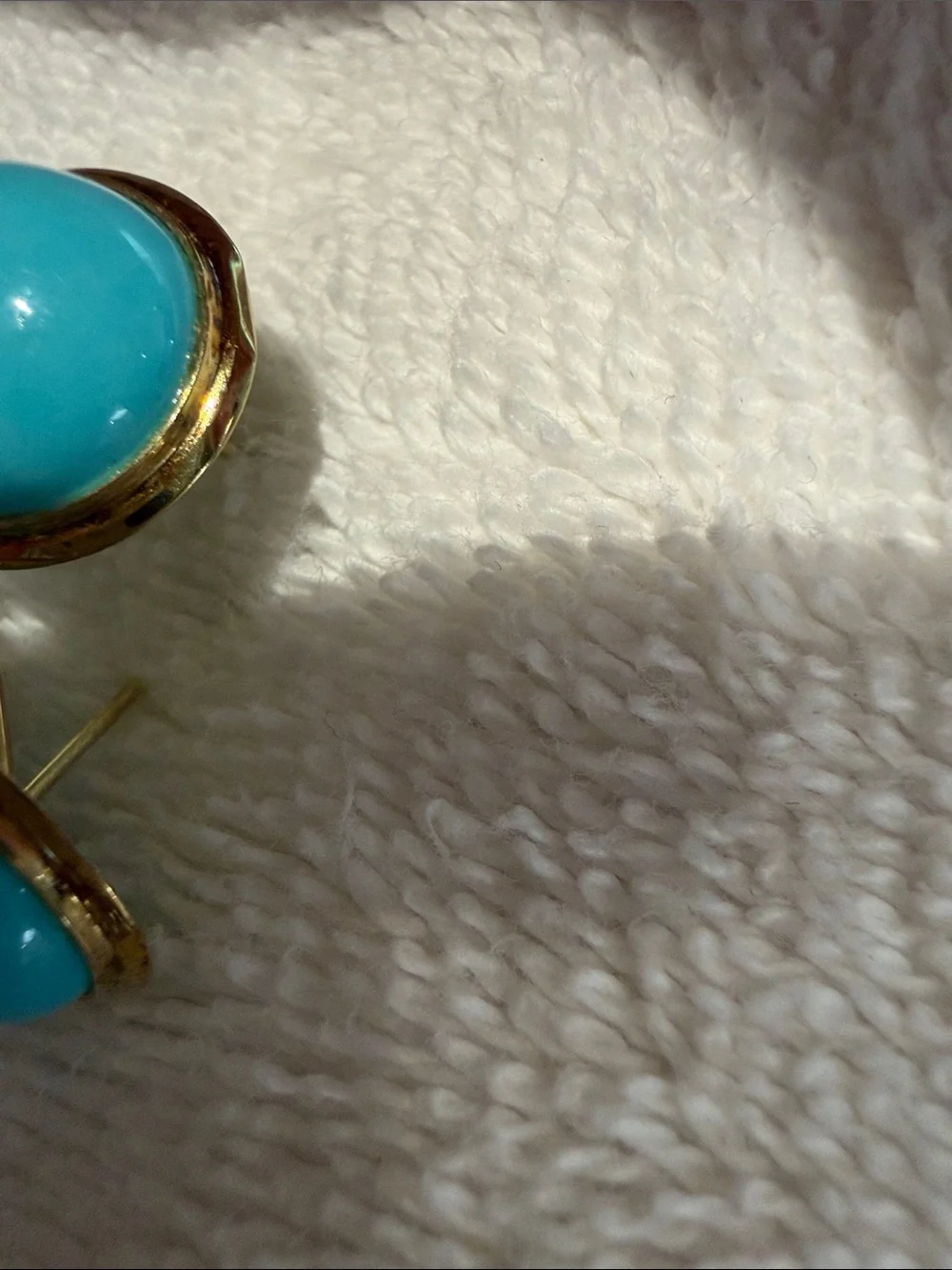 14 karat yellow, gold, blue turquoise earrings - Picture 13 of 14